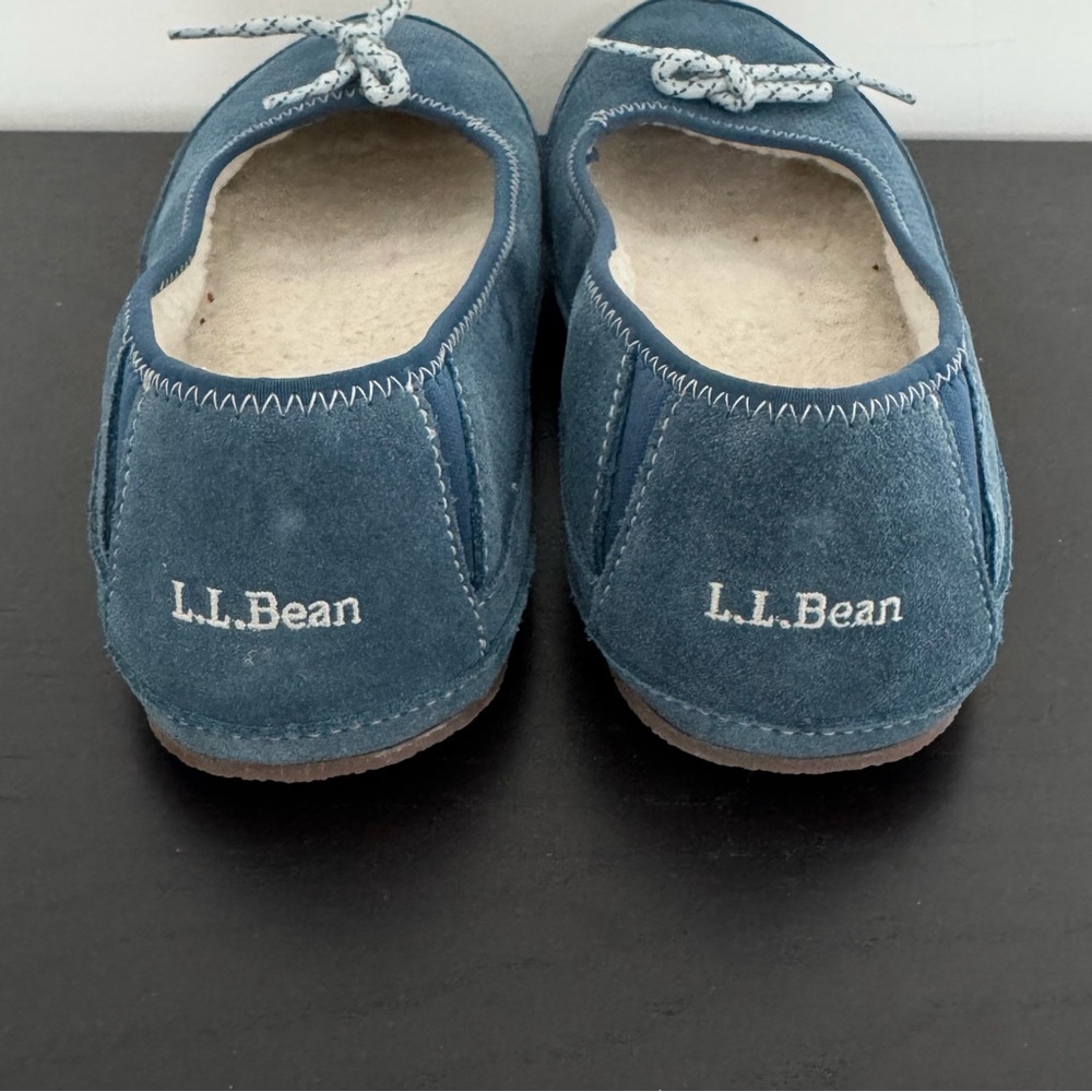 L.L.Bean‎ Womens Fleece Lined Blue Suede Slippers Slip-On Moccasins Size 11 M - Picture 4 of 9